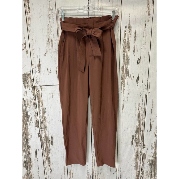 Athleta Skyline Pant Med Brown Paperbag Waist Conformable Workwear - Picture 2 of 5